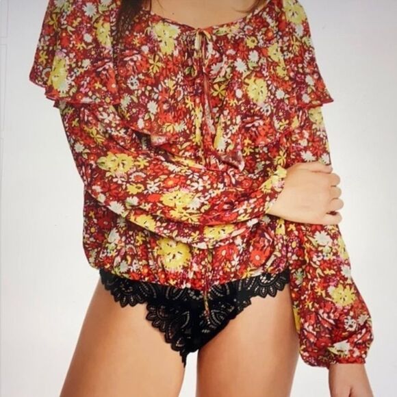 Free People Say It To Me Bodysuit In Red Siena - Picture 1 of 5